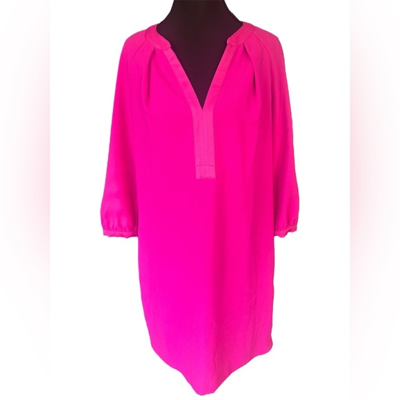 Trina Turk Hot Pink 3/4 Sleeve Tunic Dress with Pockets - Picture 1 of 8